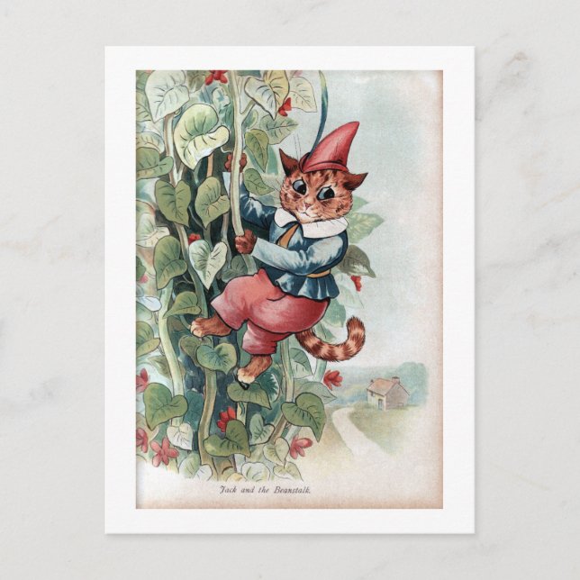 Cartão Postal Jack e o Beanstalk, Louis Wain (Frente)