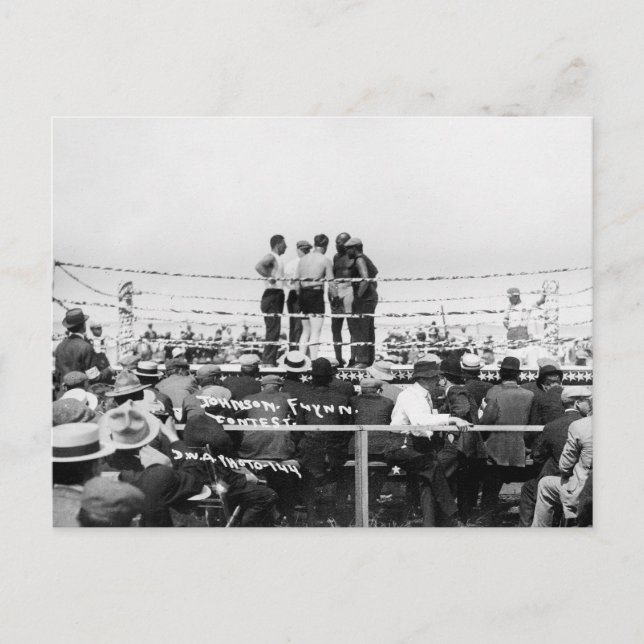 Cartão Postal Jack Johnson vs. Fireman Jim Flynn Boxing: 1912 (Frente)