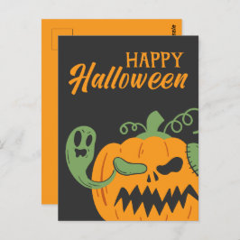 Cartão Postal Jack-o-Lanterna e Ossos Louco Halloween