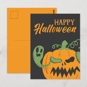 Cartão Postal Jack-o-Lanterna e Ossos Louco Halloween