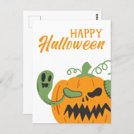 Cartão Postal Jack-o-Lanterna e Ossos Louco Halloween