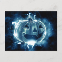 Cartão Postal jack-o-lanterna na chuva