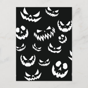 Cartão Postal Jack O Lanterna Pumpkin Rosto Preto e Branco