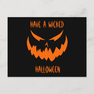 Cartão Postal Jack-O-Lanterna Rosto II, Laranja