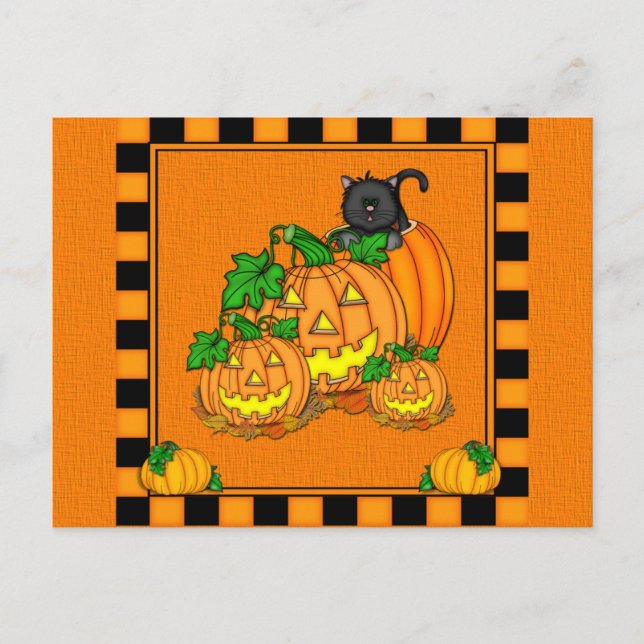 Cartão Postal Jack O'Lanterns Halloween (Frente)