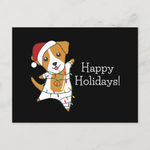 Cartão Postal Jack Russel Cachorro de Natal Cachorro de inverno 