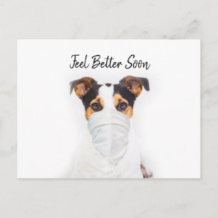 Cartão Postal Jack Russell com máscara de bandana melhoras