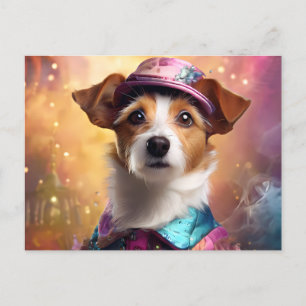 Cartão Postal Jack Russell em Figurino Vibrante