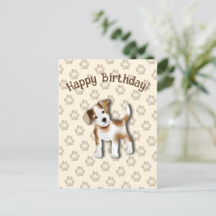 Cartão Postal Jack Russell Terrier Feliz Aniversário Editável