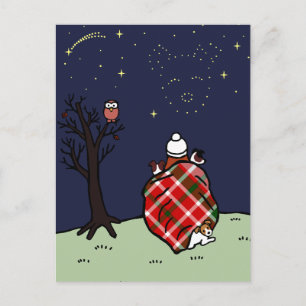 Cartão Postal Jack Russell Terrier Mãe e Starry Sky