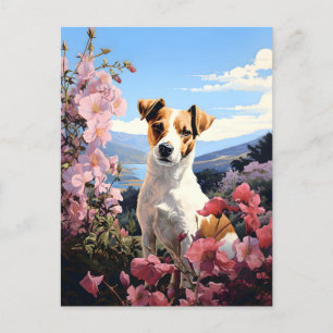 Cartão Postal Jack Russell Terrier's Floral Haven