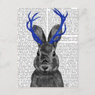 Cartão Postal Jackalope com Galhadas Azuis