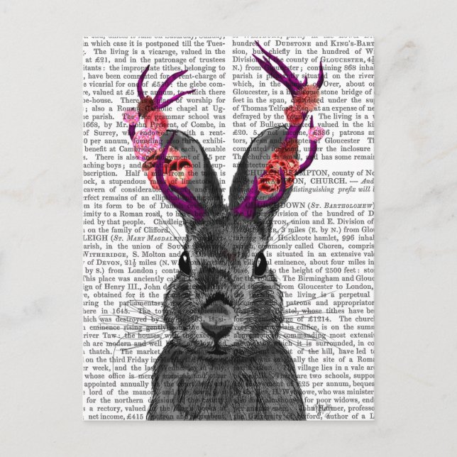 Cartão Postal Jackalope com traficantes cor-de-rosa (Frente)