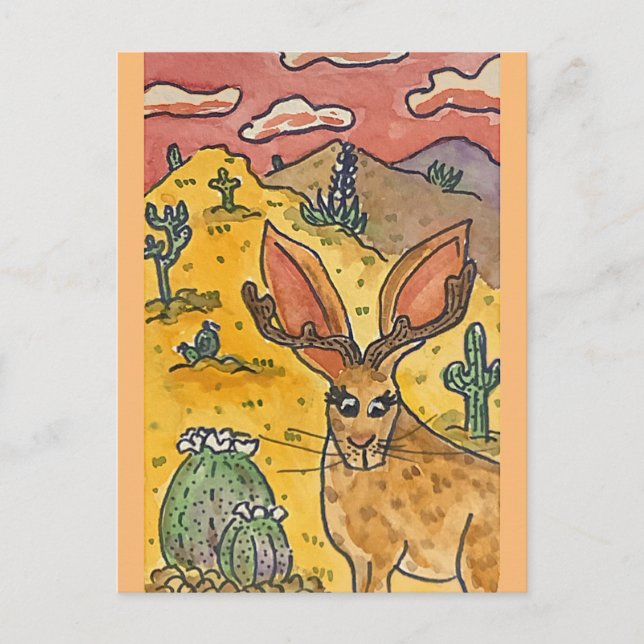 Cartão Postal Jackalope, Paródia de Arte Original (Frente)