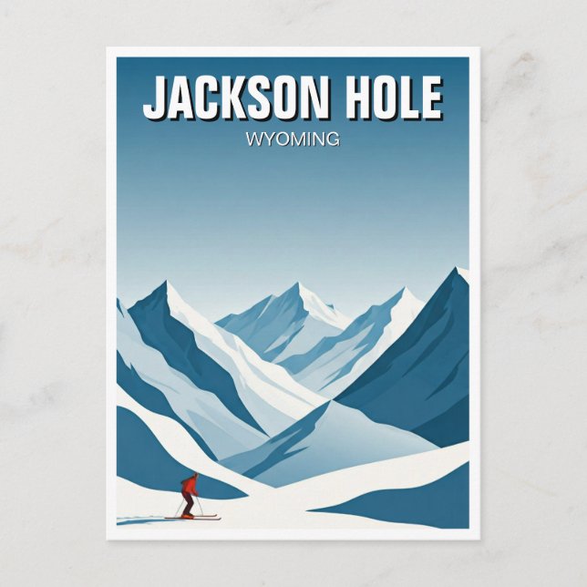 Cartão Postal Jackson Hole Skiing Skier Viagem (Frente)