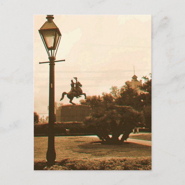 Cartão Postal Jackson Square Em Chuva, Nova Orleans (Frente)