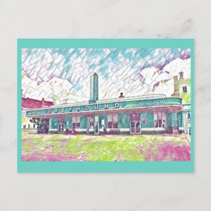 Cartão Postal Jackson, TN Greyhound Halfway Bus Station Painting