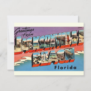 Cartão Postal Jacksonville Beach Flórida Antiga