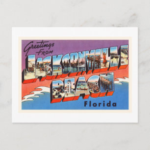 Cartão Postal Jacksonville Beach Flórida FL Antiga Viagem Souven