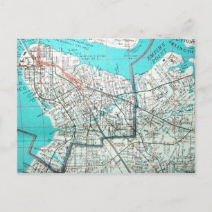 Cartão Postal JACKSONVILLE, Cartão-postal de Mapa de Vintagem FL