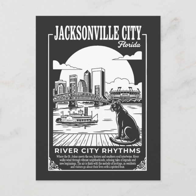 Cartão Postal Jacksonville Cidade Florida Ritmos da Cidade do Ri (Frente)