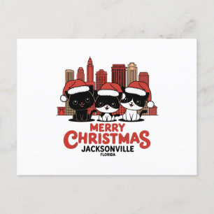 Cartão Postal Jacksonville City Florida Feliz Natal Cats EUA