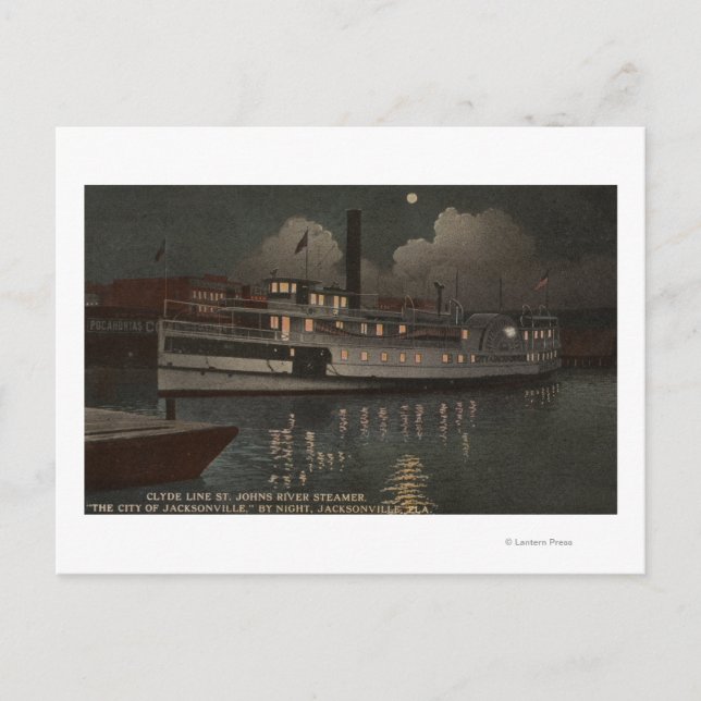 Cartão Postal Jacksonville, FL - Ruas Noturnas do Rio Johns (Frente)