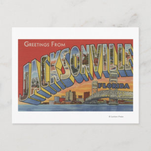 Cartão Postal Jacksonville, Flórida - Cenas com Letras Grandes