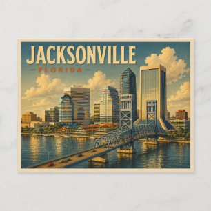 Cartão Postal Jacksonville Flórida Viagem Vintage