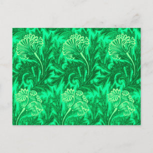 Cartão Postal Jacobean Flower Damask, Emerald e Verde limão