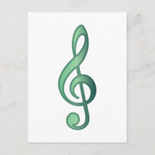 Cartão Postal Jade Green Treble Clef