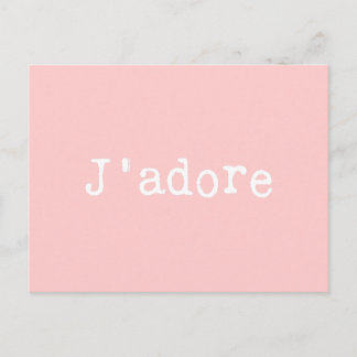 Cartão Postal J'adore, escrito a rosa e branco