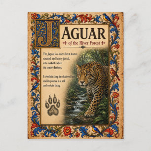 Cartão Postal Jaguar, Arte de Bestiário Medieval