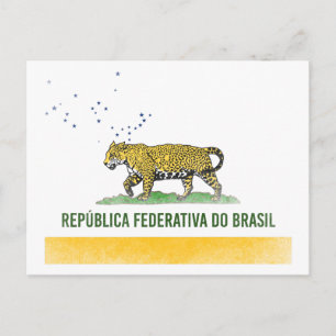 Cartão Postal Jaguar Brasileiro - Bandeira Combinada Brasil Cali