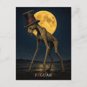 Cartão Postal Jaguar Gótico Chapéu Alto Surrealista gótico