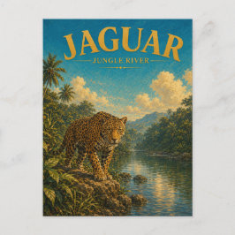 Cartão Postal Jaguar Jungle Rio Watercolor GeoSaga