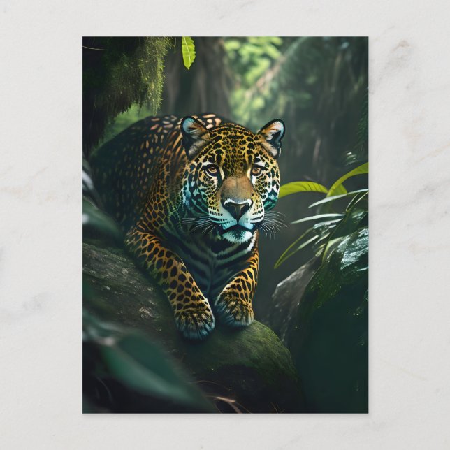 Cartão Postal Jaguar na selva (Frente)
