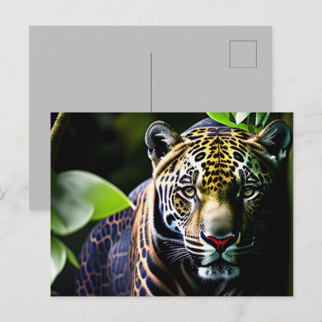 Cartão Postal Jaguar - Predador Selvagem Aterrorizado (Frente/Verso)