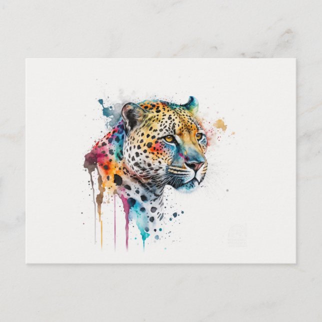Cartão Postal Jaguar Watercolor (Frente)