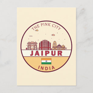 Cartão Postal Jaipur India City Skyline Emblem
