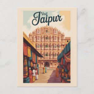 Cartão Postal Jaipur India Hawa Mahal Ilustração Viagem Art