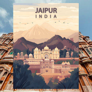 Cartão Postal Jaipur Índia Viagem Cidade Rosa Hawa Mahal