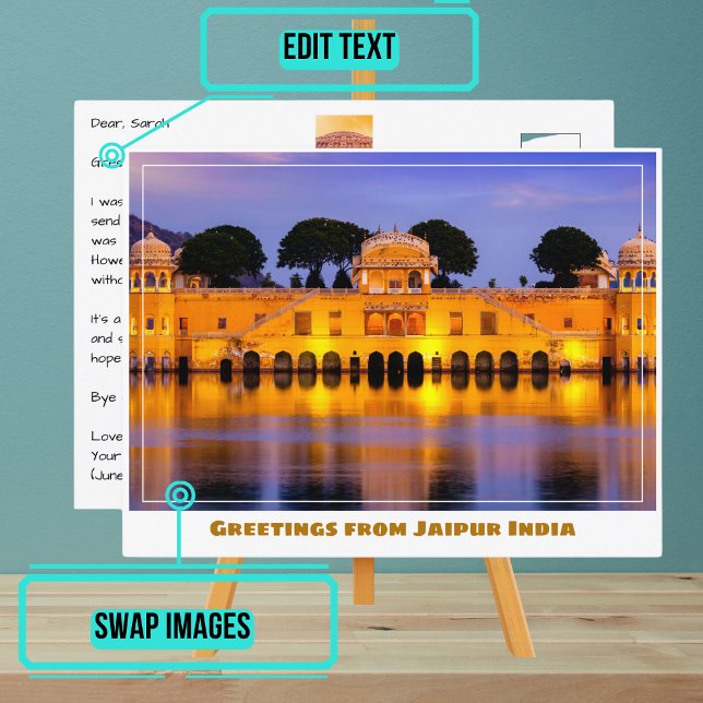 Cartão Postal Jal Mahal Water Palace em Jaipur Índia (Please enjoy our postcard)