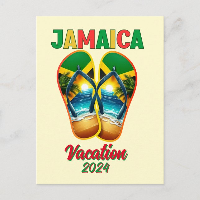 Cartão Postal Jamaica 2024 Fli Flop Férias Praia Tropical (Frente)