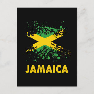 Cartão Postal Jamaica Retro WaterColor Jamaican Flag