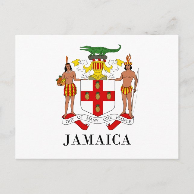 Cartão Postal JAMAICA - símbolo/casaco de armas/bandeira/cores/e (Frente)