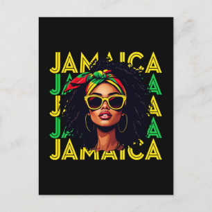 Cartão Postal Jamaican Girl Flag, mulher jamaicana orgulhosa