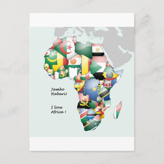 Cartão Postal Jambo Habari África! Eu amo a África (Frente)