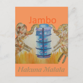 Cartão Postal Jambo Jumbo African Kids Elephants Art Impressão