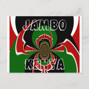 Cartão Postal Jambo Kenya BLACK RED GREEN GRAPHICS HAKUNA MATATA